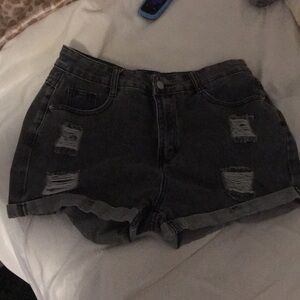 Black jean shorts